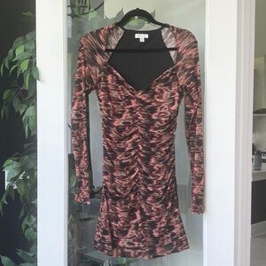 Topshop Pink Wrapped Ruched Tie Dye Mini Dress